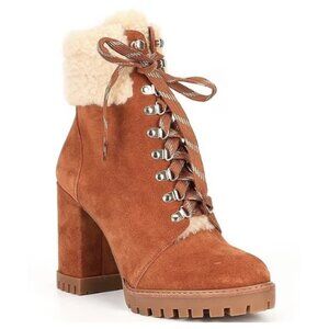 NEW GB Gianni Bini Sight See Suede Shearling Lug Sole Hiker Platform Boots